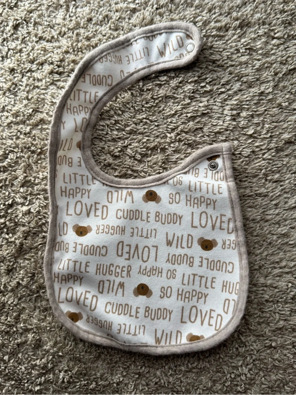 Carter’s Child of Mine Baby Bib Set Brown Neutral Puppy Daddy Mommy 3 Pack OS